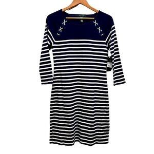 NWT Lauren Ralph Lauren Tshirt Dress Knit Striped Dress Women’s Size Large